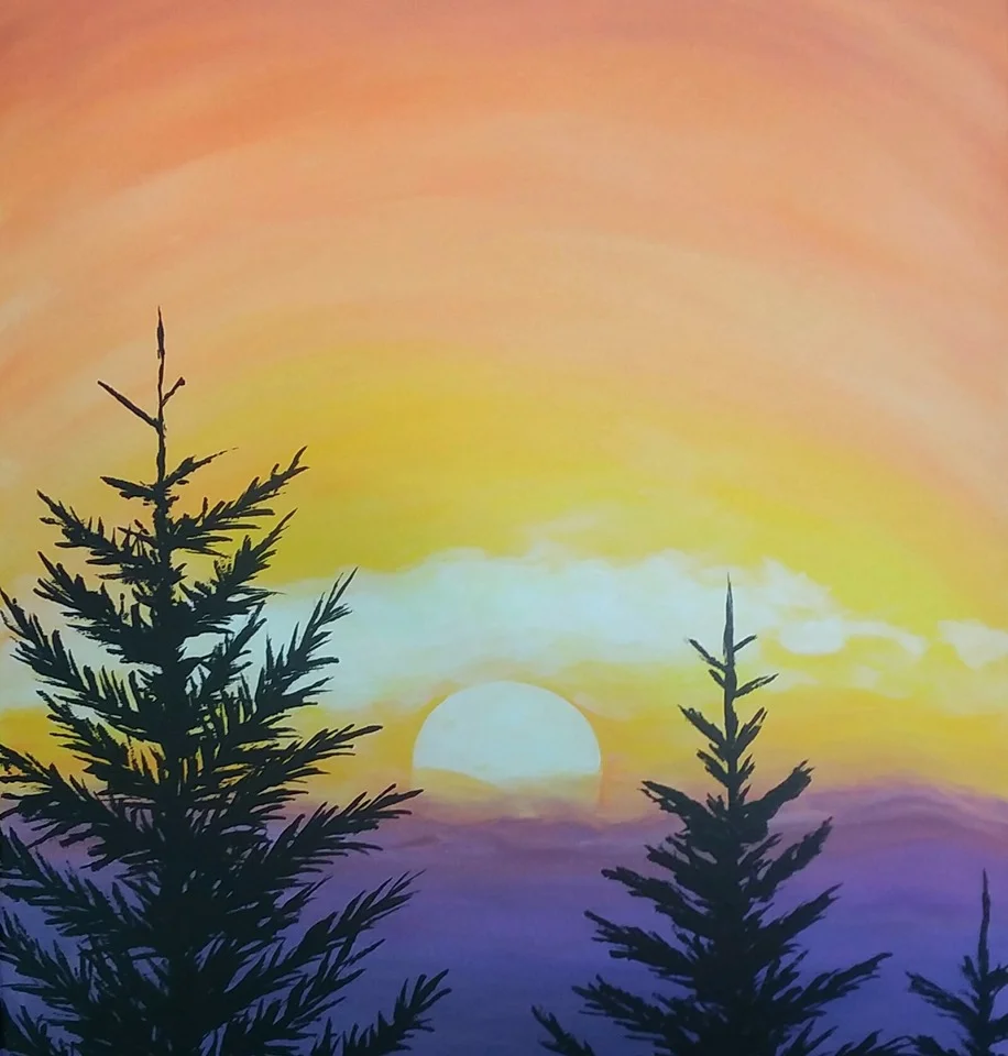 Brews & Brushes July 12, 2019 Event Starts at 6 PM Look at that beautiful sunrise through the trees and smell that fresh mountain air. What a much needed getaway. Holy crap that's a painting! Well, we might not be getting away to the mountains, but we can do the next best thing and paint this gorgeous scene at Paraiso Brewery! We will provide everything you need to paint this window to a beautiful mountain sunrise and Paraiso Brewery is giving you one of their delicious craft beers to enjoy while you paint. See you on the mountain! For Tickets: https://brewsjuly19.brownpapertickets.com/ Kelly Mance 7024913121 segmentedart@hotmail.com