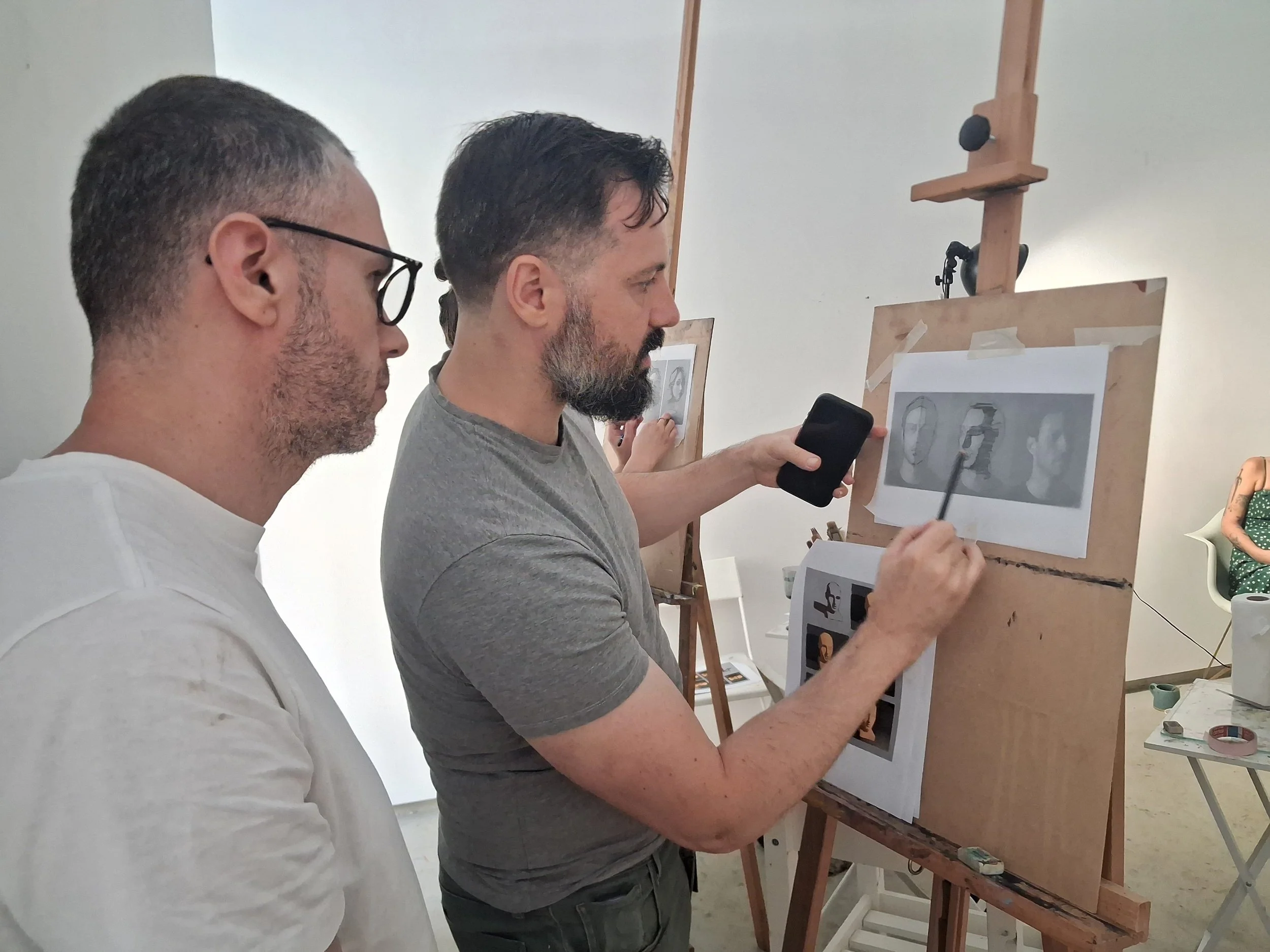 during a painting class at Burnt sienna berlin