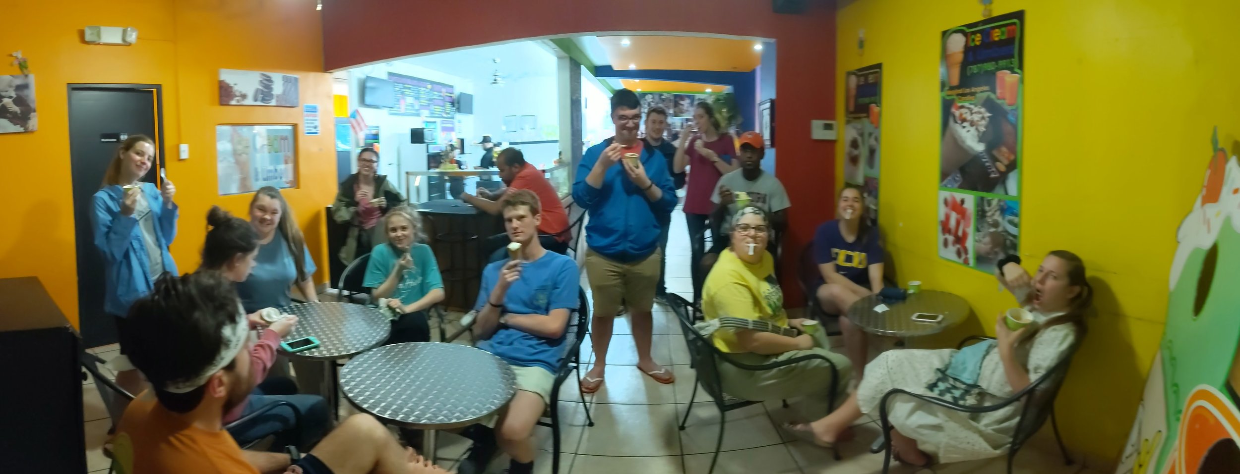 A fantastic ice cream place is within walking distance from the church we’re staying at! Y’all can just guess what we’ll be having for dessert this week!