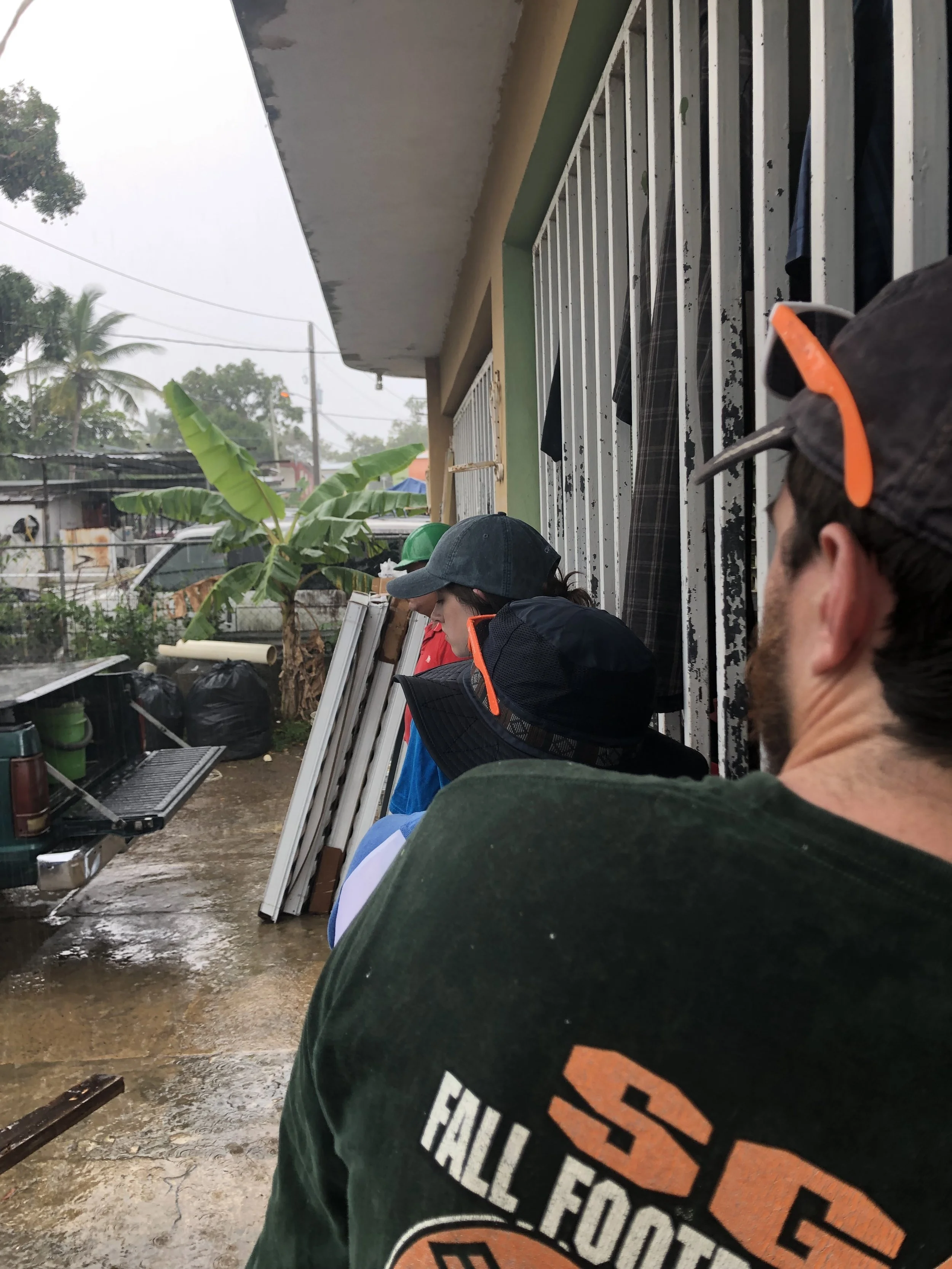 Team 1 was rained out for about an hour and had to pause work