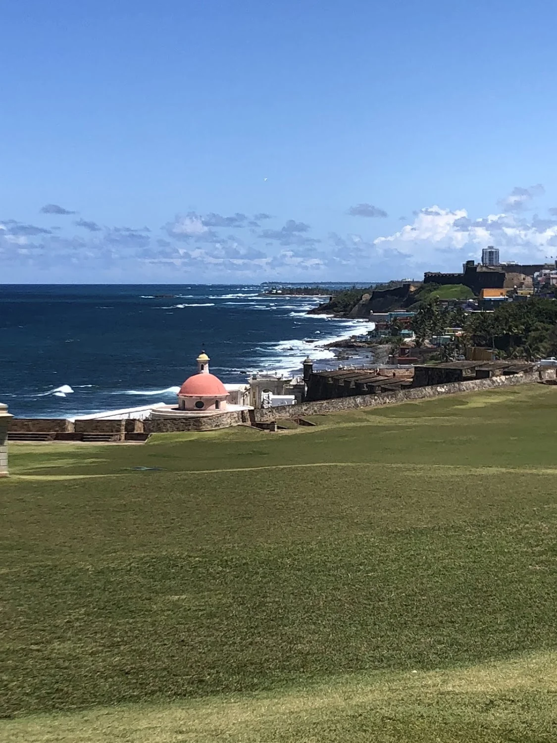 This is the view of the coast off of Old San Juan right by one of the old forts