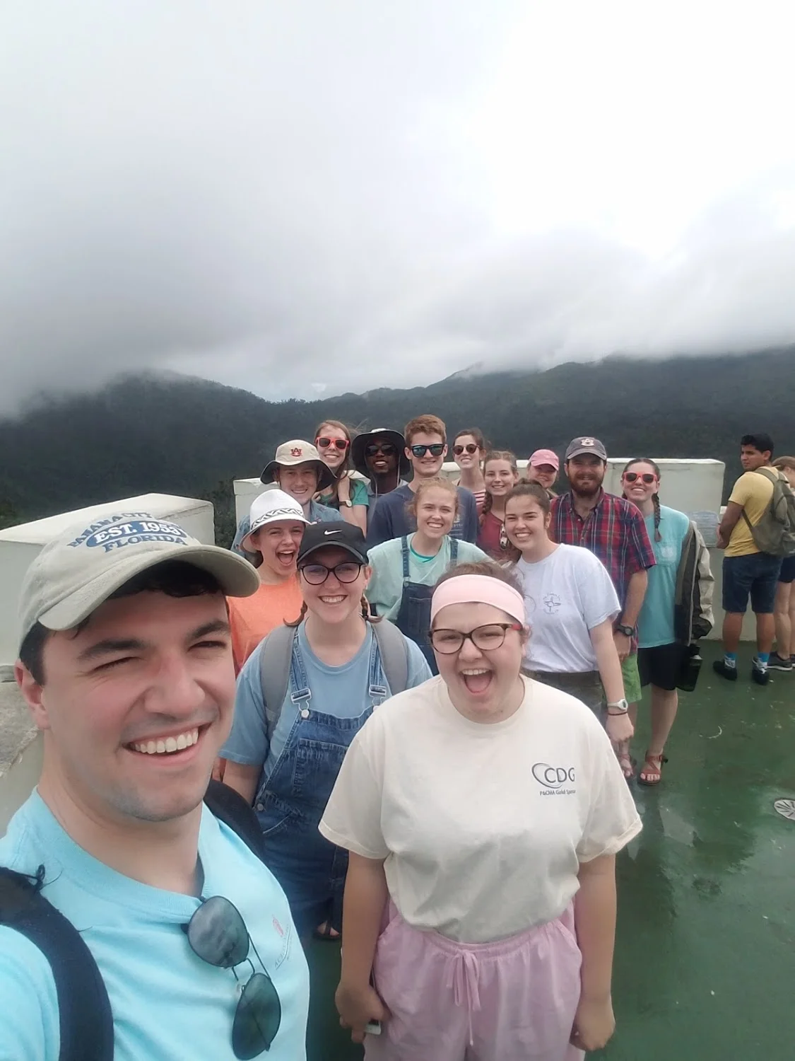 the whole group takes a selfie in the Yucatán Rainforest