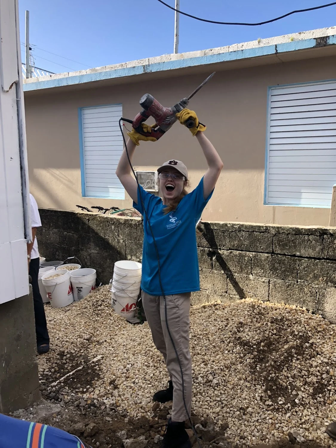 Bekah Wommack is ecstatic to use a power tool