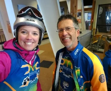 Me with Kevin, our brave cyclist.