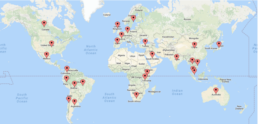 Countries I've worked in.