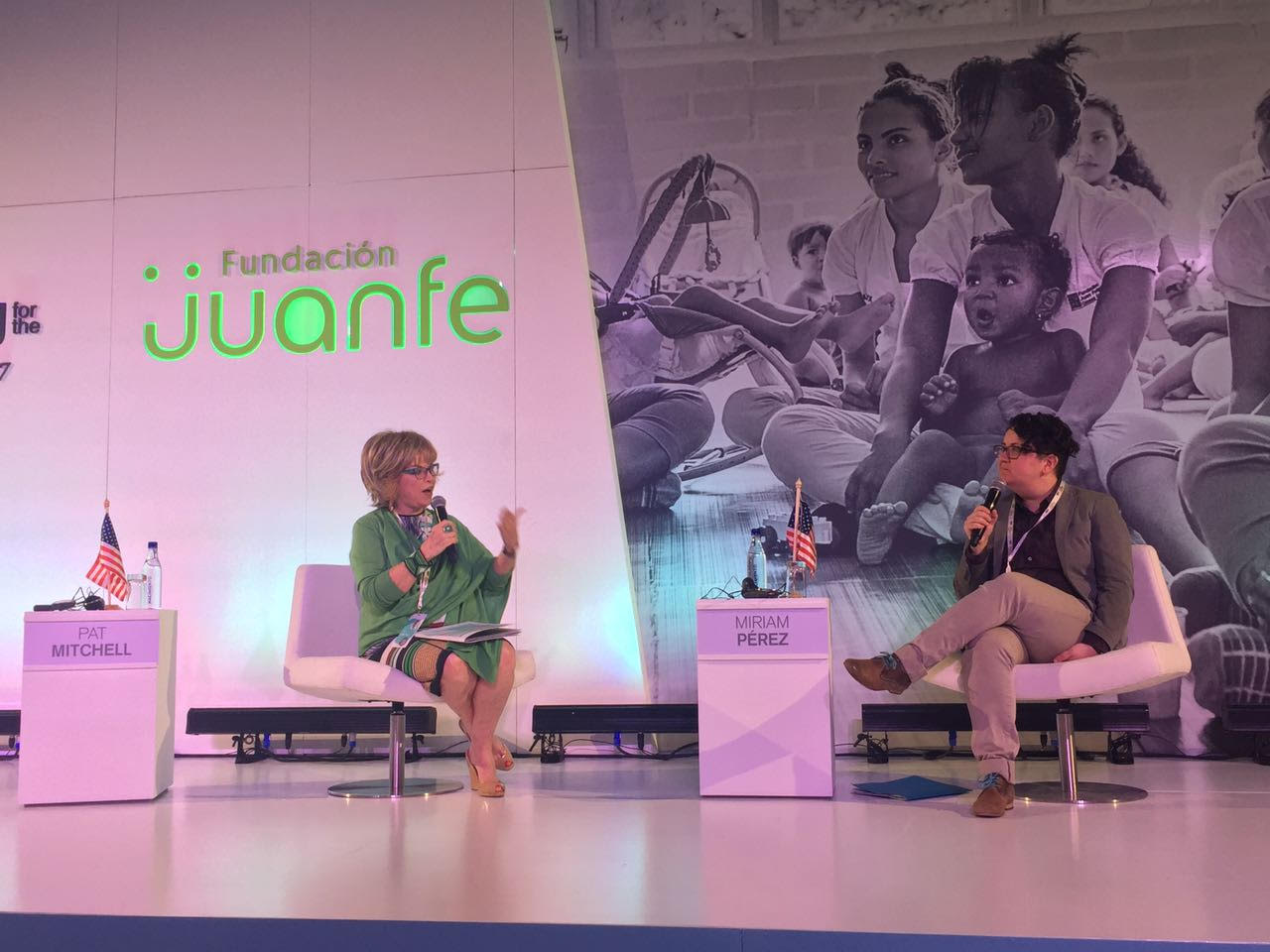 Activist and writer Miriam Zoila Pérez talks with me at the 2017 Women Working for the World Forum in Bogota, Colombia, last week.