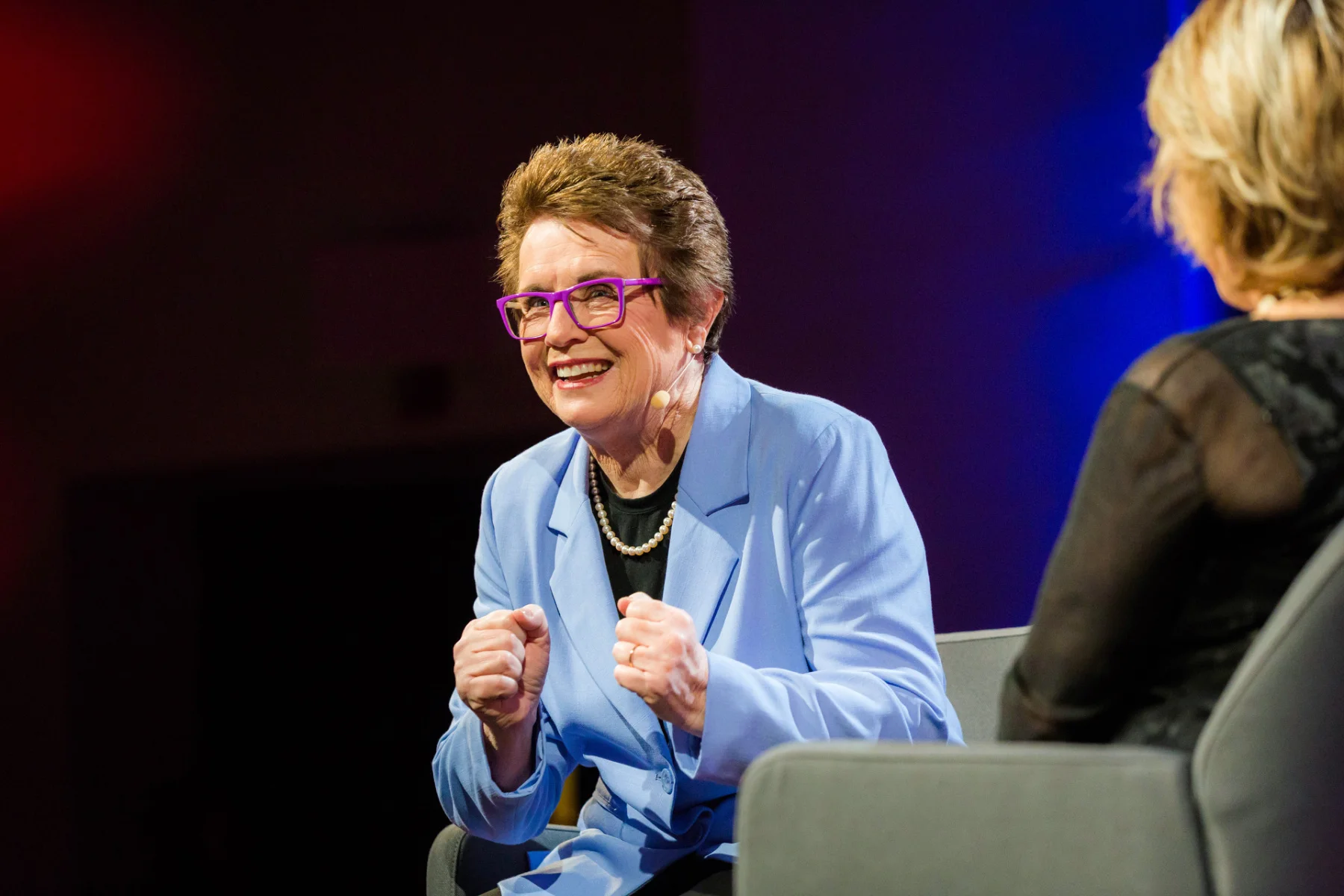 Billie Jean King: “Bobby Riggs — he was the former number one player, he wasn’t just some hacker. He was one of my heroes and I admired him. And that’s the reason I beat him, actually, because I respected him.” She spoke with Pat Mitchell at TEDWomen2015. Photo: Marla Aufmuth/TED