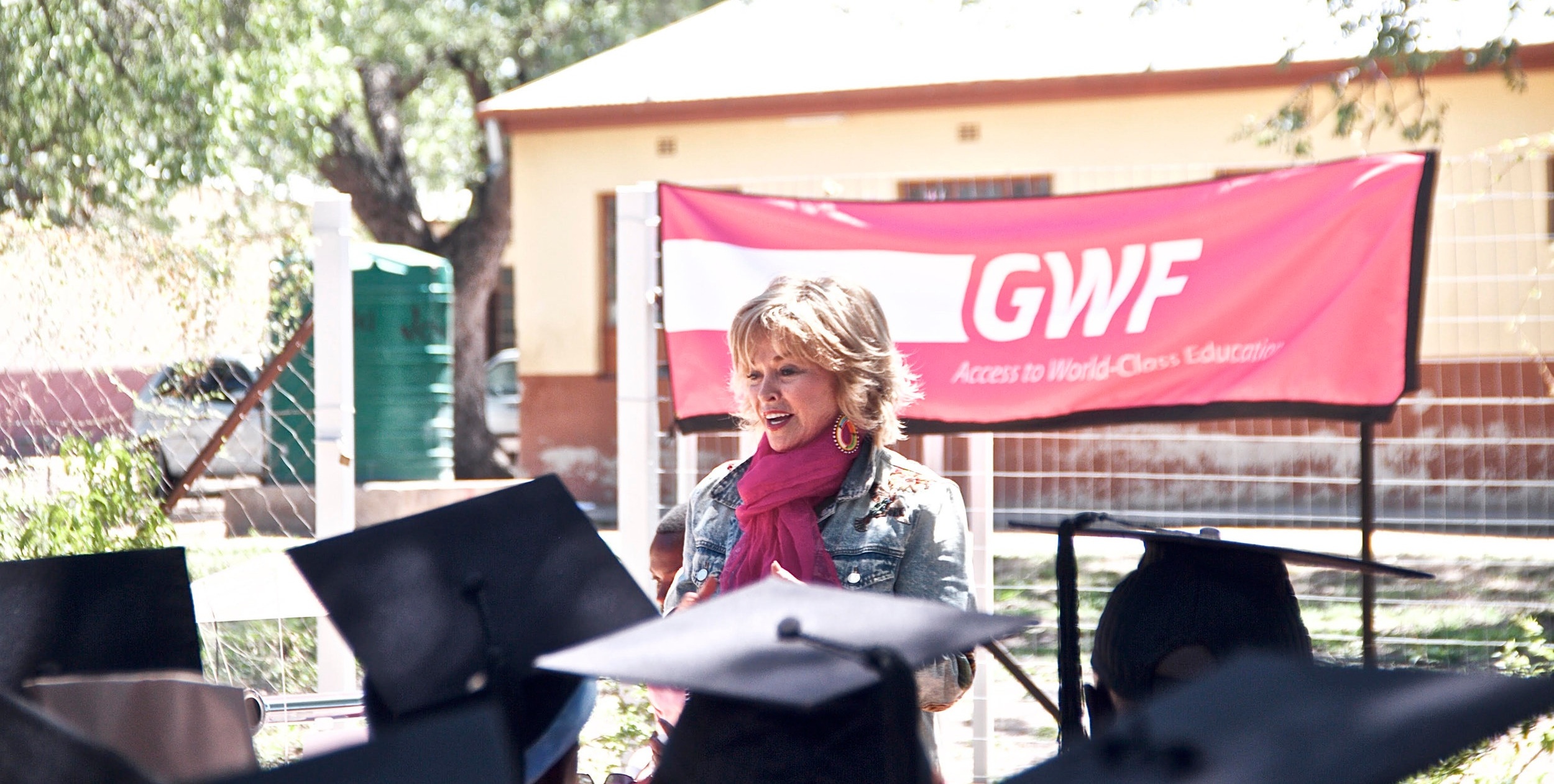  Pat Mitchell speaking at the 2018 Judicia Digital Learning Center graduation in November. 