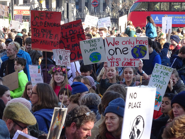  London Students Strike for Climate Action, Feb. 15, 2019 (Credit: David Holt, Flickr CC 2.0) 