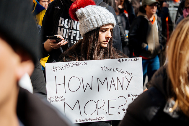  March For Our Lives. Student led rally for gun control in the US. New York City, 2018&nbsp;(Credit: Matthias Wasik, Flickr CC 2.0) 