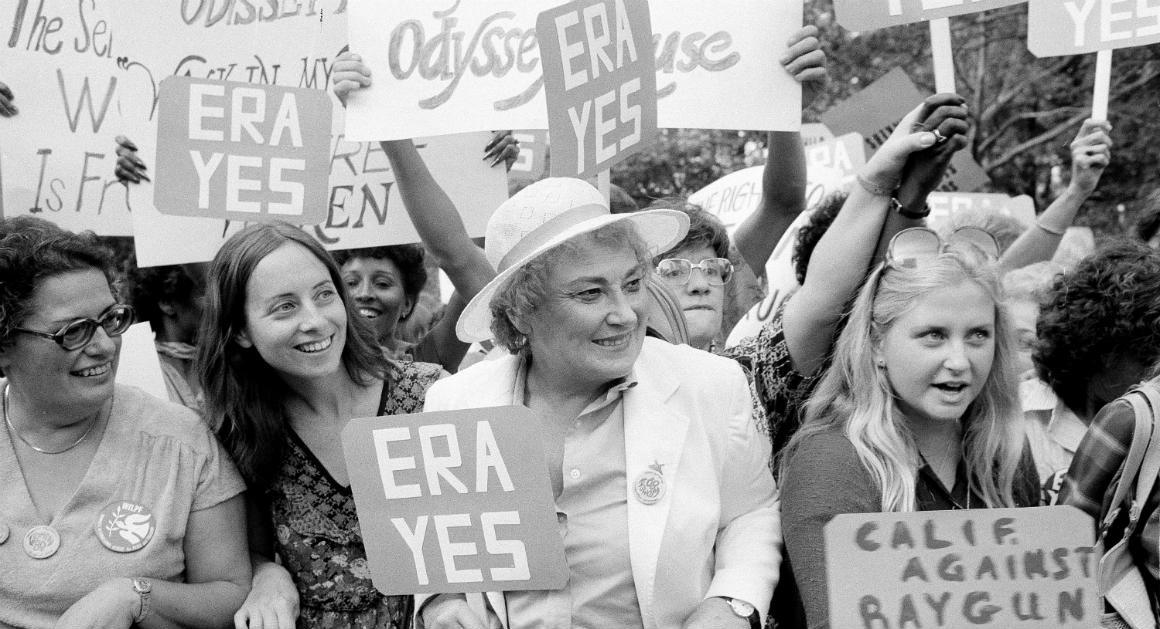   Rep. Bella Abzug (D-NY) and other women rally in support of the ERA  