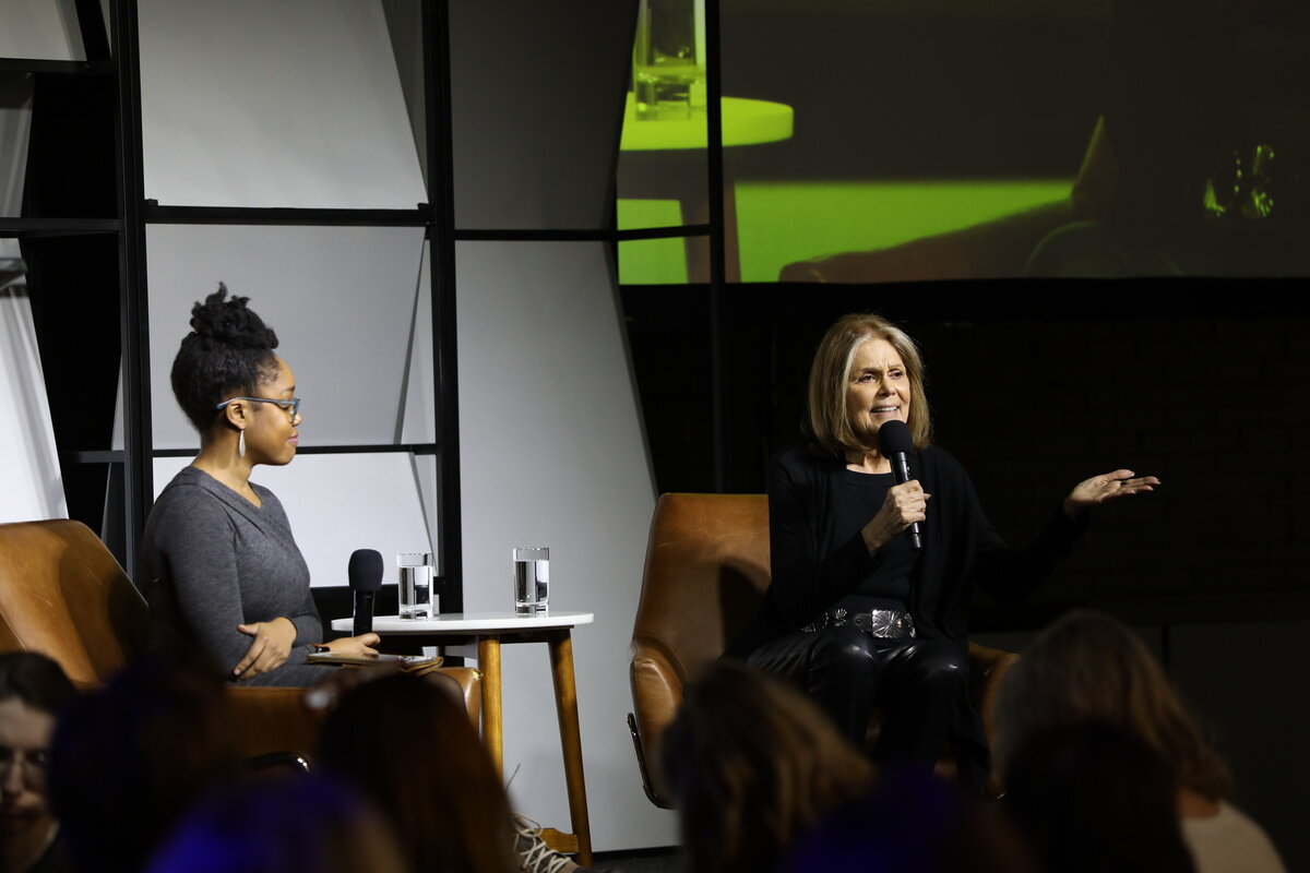  A conversation between&nbsp; Gloria Steinem &nbsp;(" The Glorias ") and&nbsp; New York Times &nbsp;Editor&nbsp;  Aisha Harris   