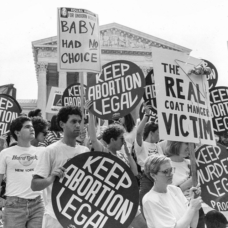Pro-choice and anti-abortion demonstrators stage concurrent events outside the United States Supreme Court Building, Washington DC, April 26, 1989. (credit: Lorie Shaull, Wikicommons)