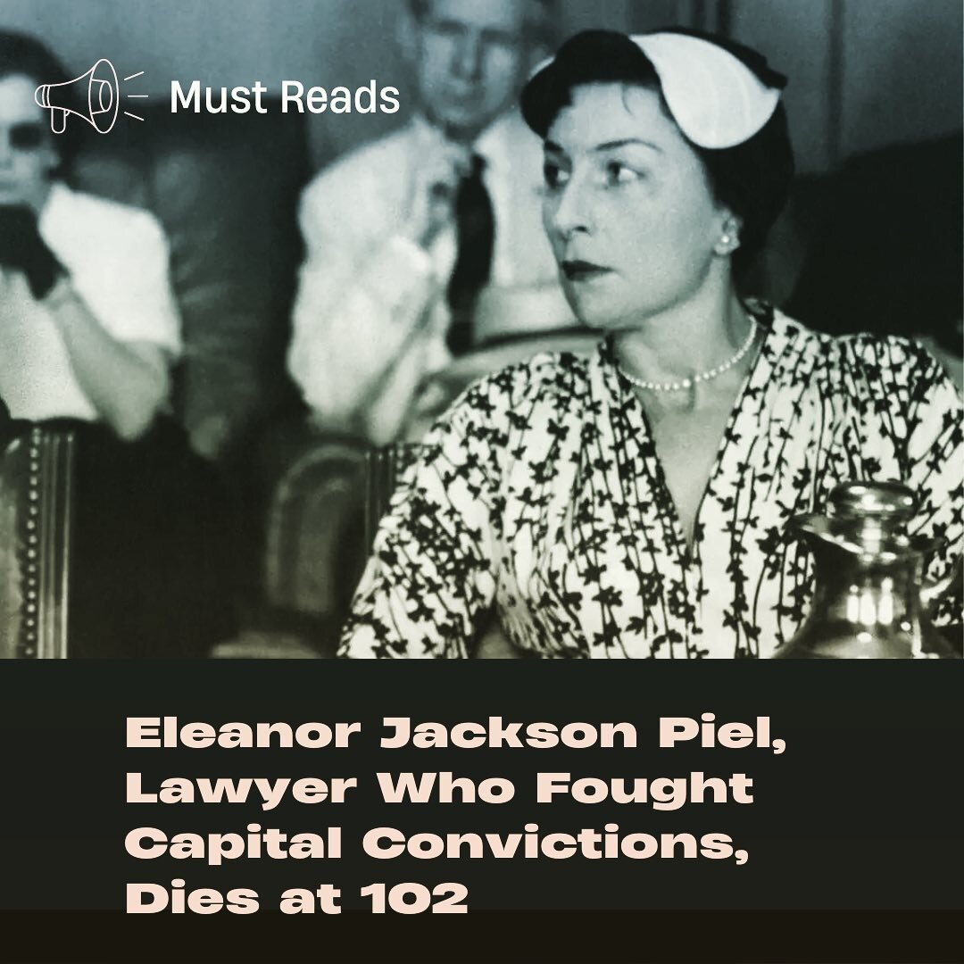 Remarkable woman! In case you missed it, this obituary from the New York Times celebrates the life of Eleanor Jackson Piel, a renowned defender of the marginalized,&nbsp;who died this week at the age of 102. 

&ldquo;Ms.&nbsp;Piel was noted not only 