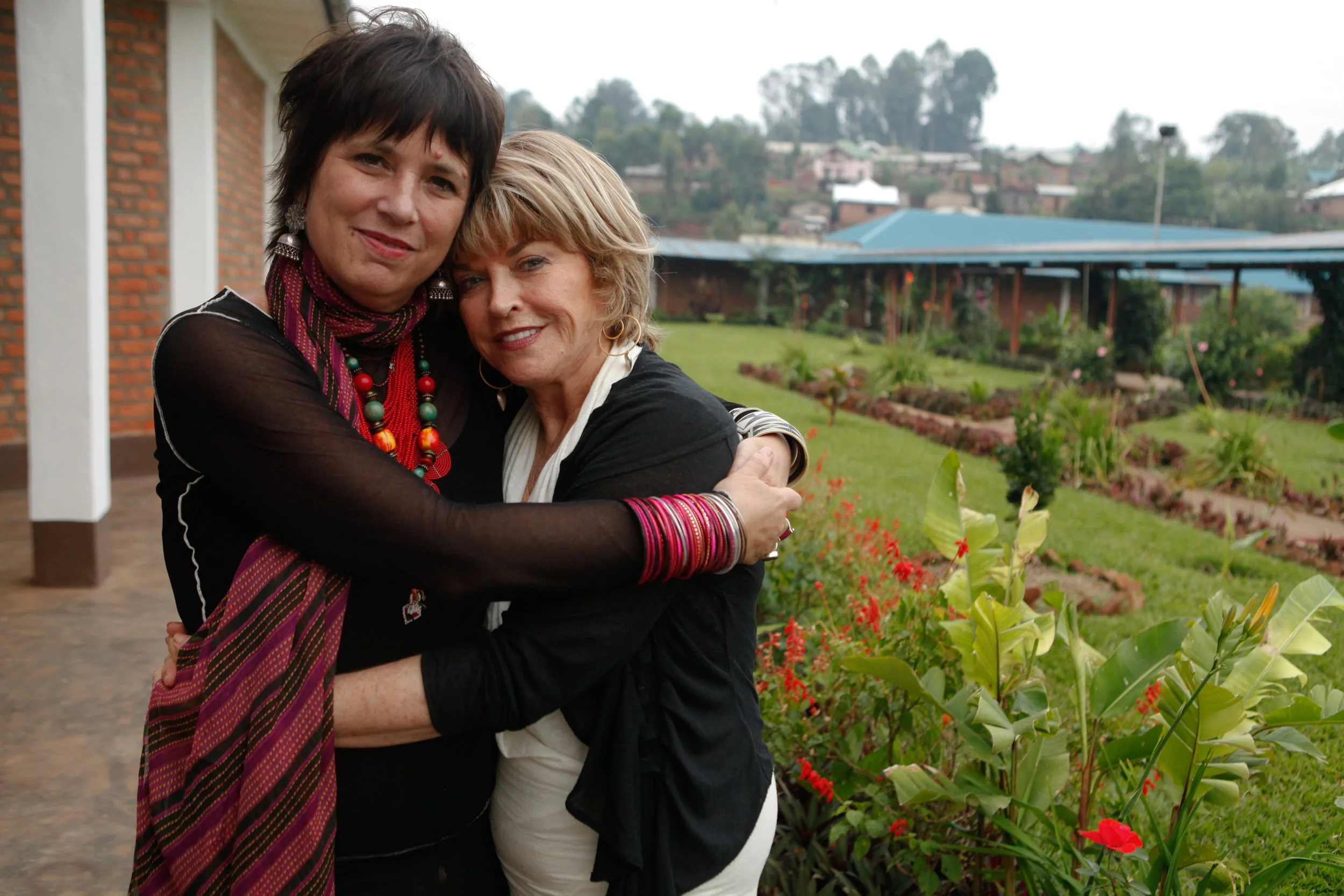V and I at the City of Joy in Bukavu, Congo. Since opening its doors in 2011, nearly 2,000 women have graduated from the City of Joy, a community that heals, nurtures, teaches, and inspires survivors of the horrific sexual violence in Eastern Congo t