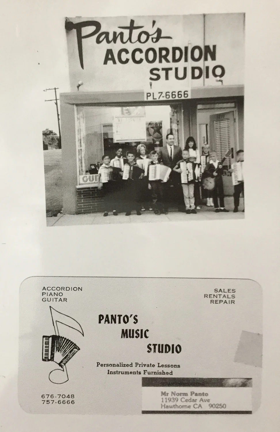 Mementos of Norman Panto's own music school, one of many chapters from his 70+year career playing music.