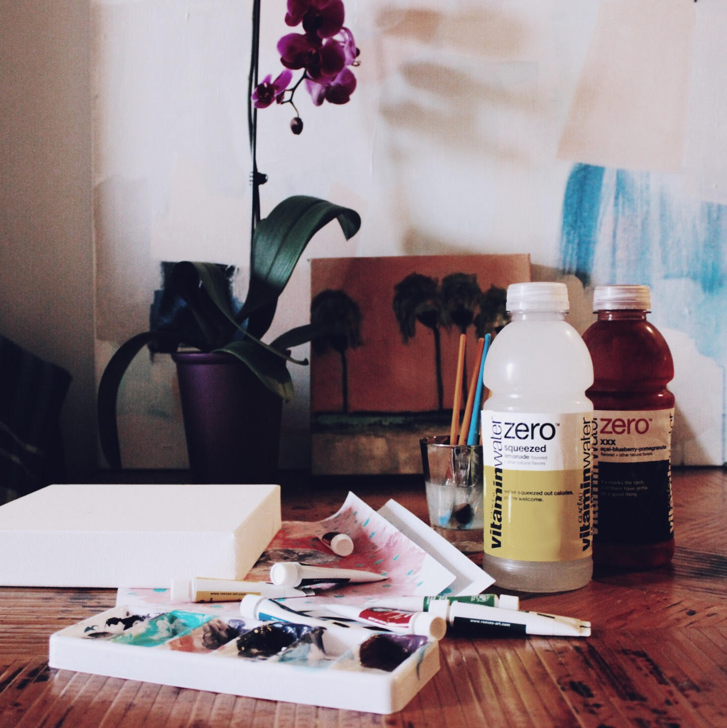 Lauren's art project - I love color coordinated hydration.
