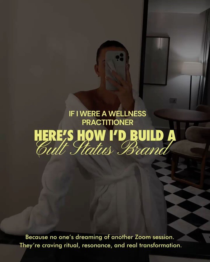 Most practitioners are selling sessions.
The obsession-worthy ones are building worlds.

If I were a wellness practitioner, I wouldn&rsquo;t just focus on the modality &mdash; I&rsquo;d build a brand that feels like a return to self.

In my cult-stat
