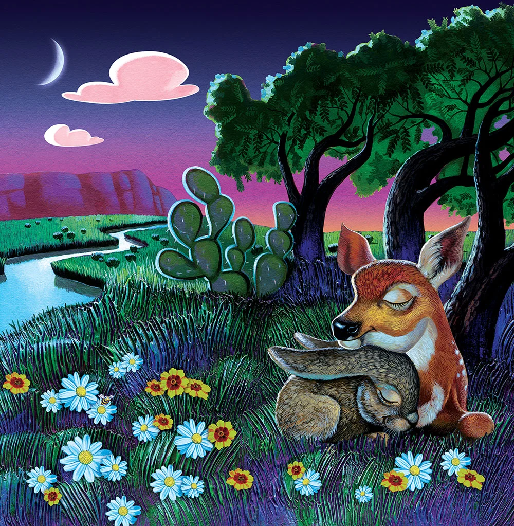 Animals of North Texas Wall Mural - Deer and Bunny