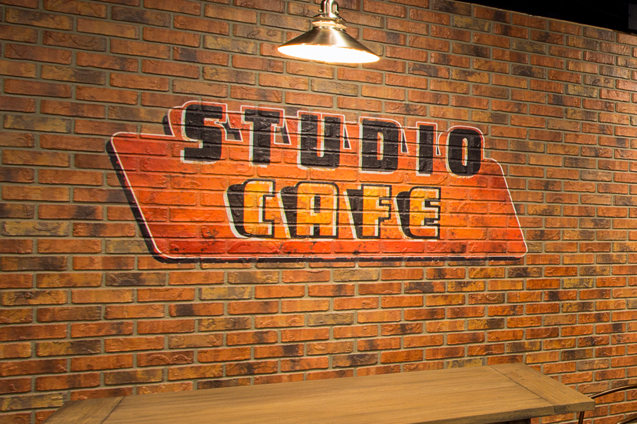 Custom Designed Studio Cafe Faux Brick Industrial Wall
