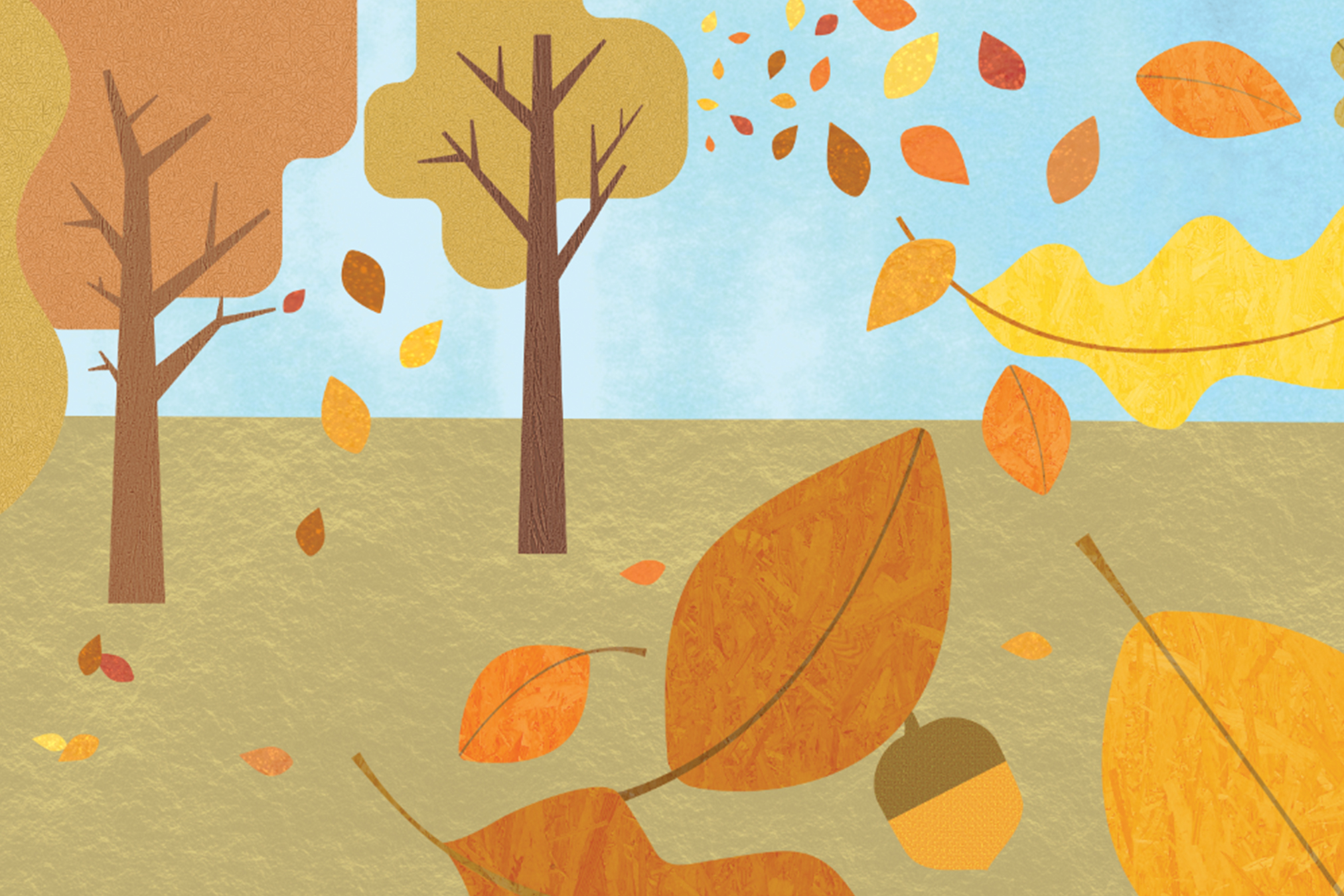 Close-Up of Fall Themed Wall Mural