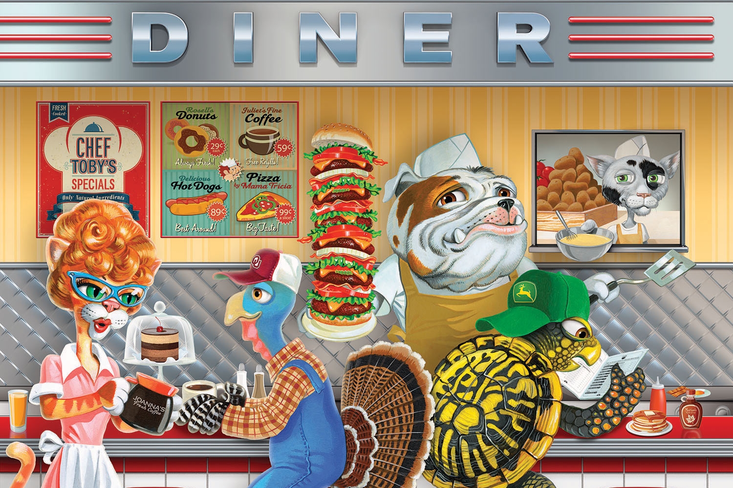Miniature Lucille's Diner with Local Animal Characters 