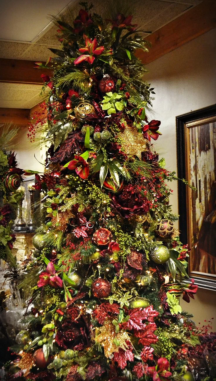 Plum and Floral Christmas Tree Alternate View DKdekor.jpg