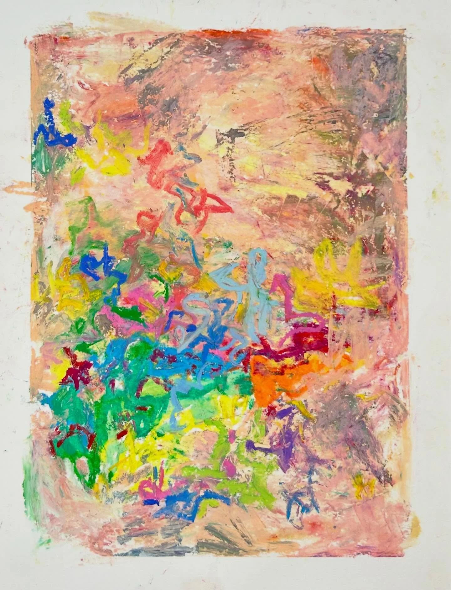 A little brightness over the muck. #abstractart #oilpastels #femaleartist