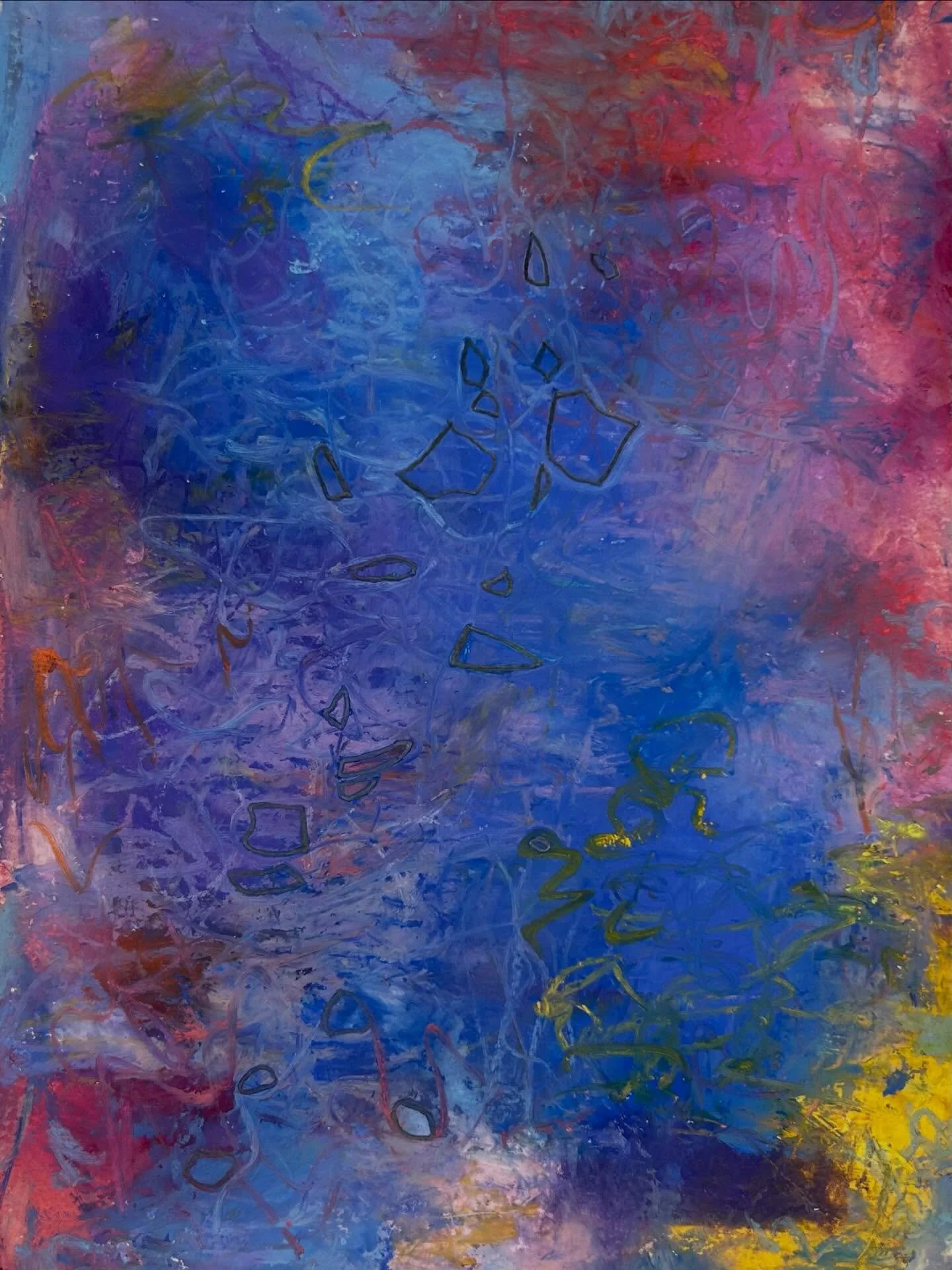 Sometimes we&rsquo;re swimming in it. #abstractartwork #denverart #oilpastel #mixedmedia