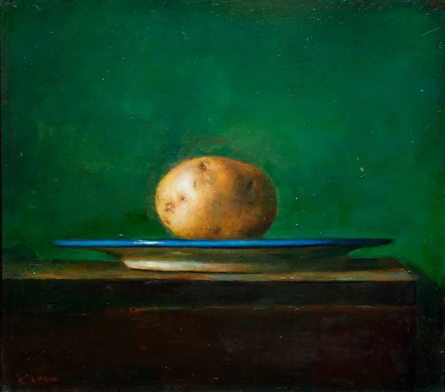 Potato on a Blue Plate
