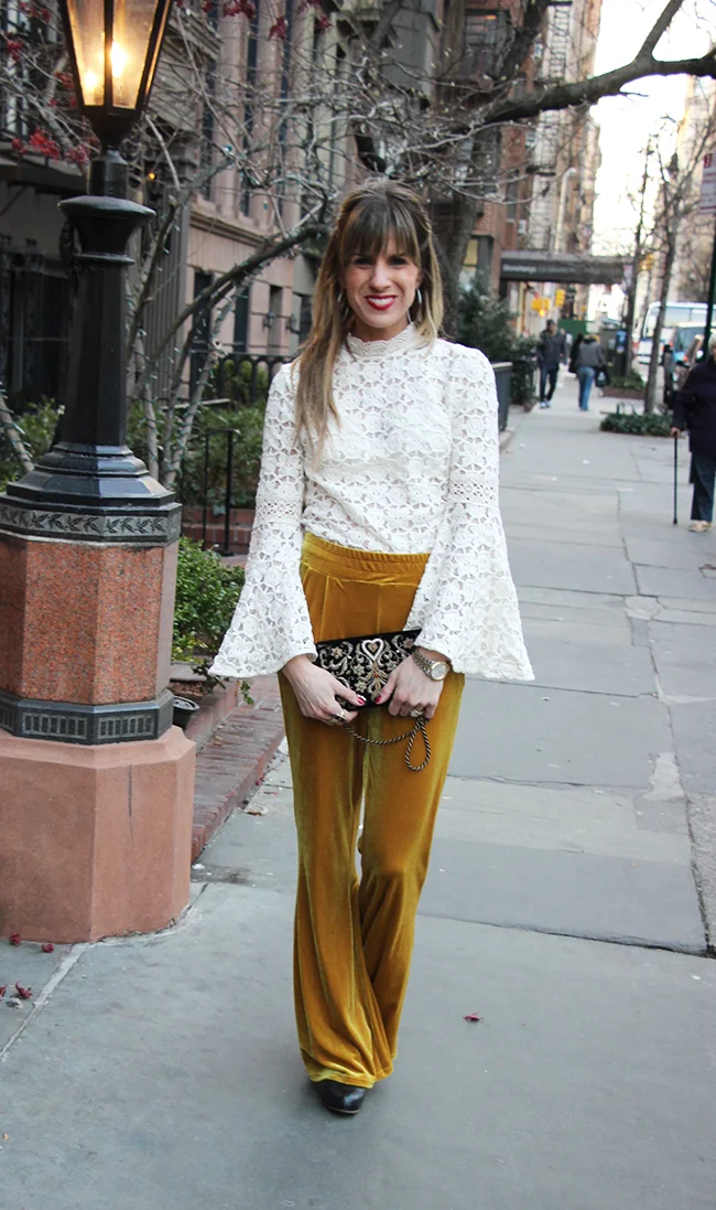 velvet trousers outfit