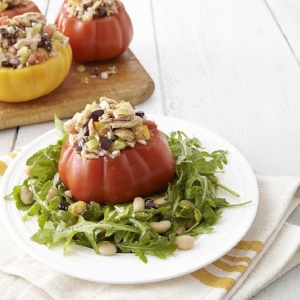 Tuna Salad-Stuffed Tomatoes with Arugula from Total Wellness Resource Center for the 30 day healthy salad challenge