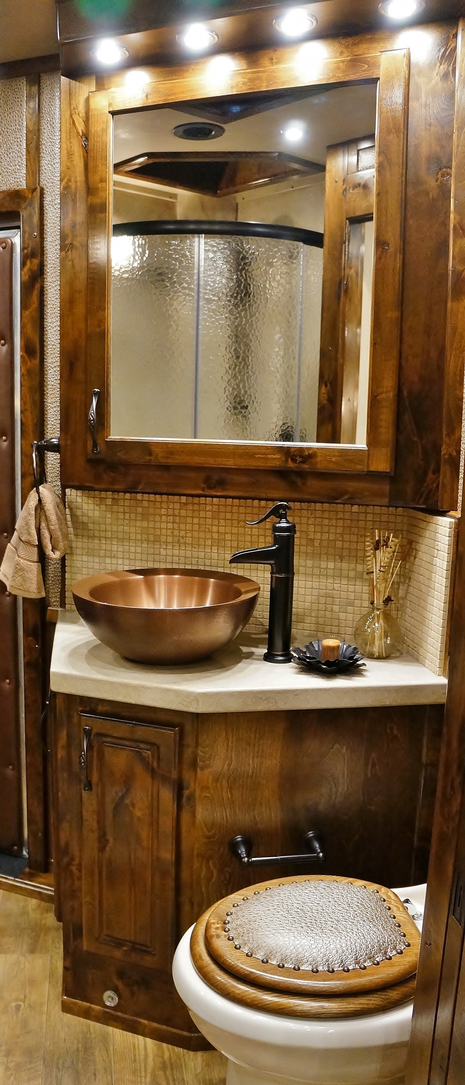 Copper Vessel Sink with Bronze Faucet