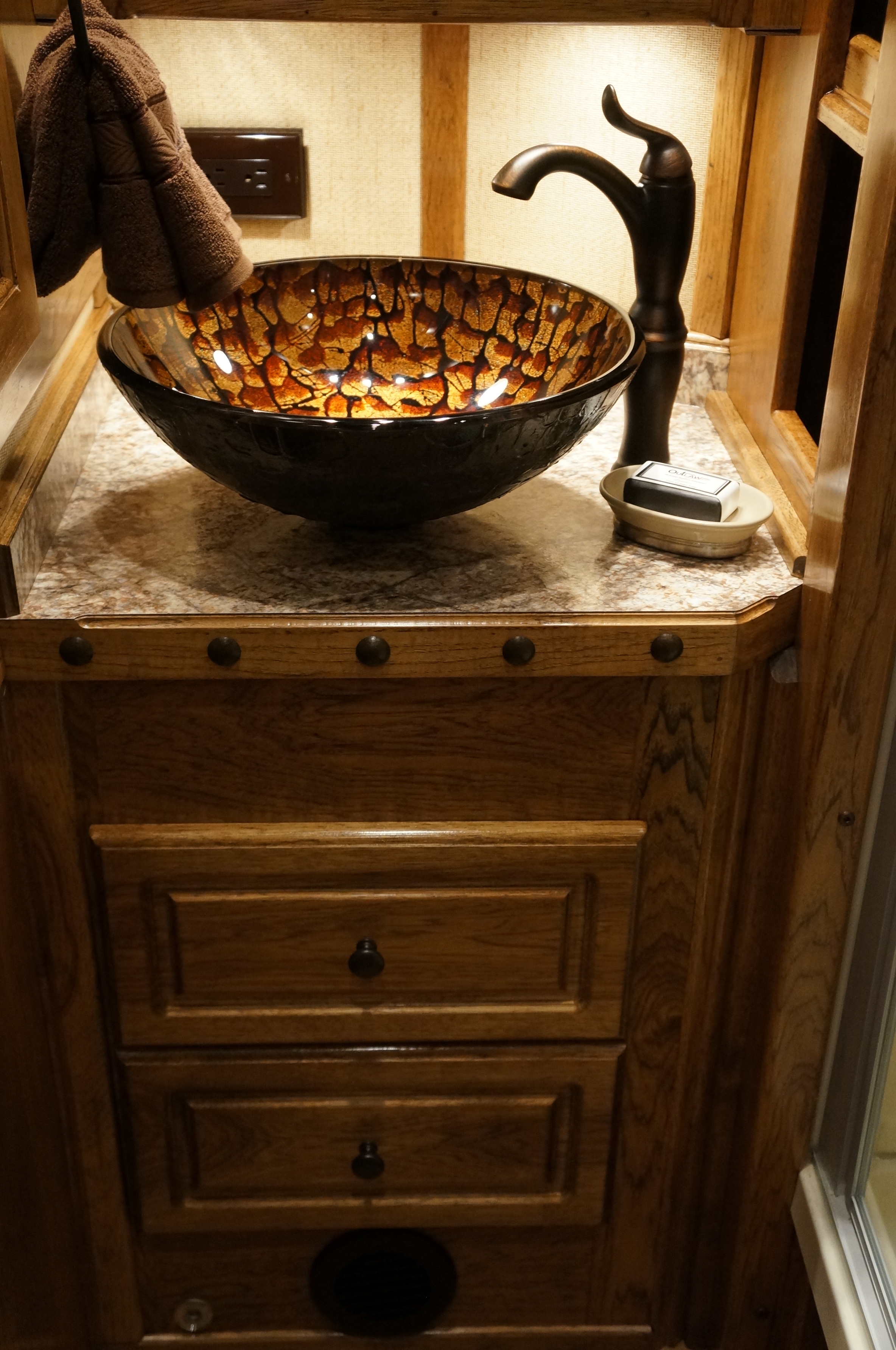 Vessel Sink with Bronze Faucet