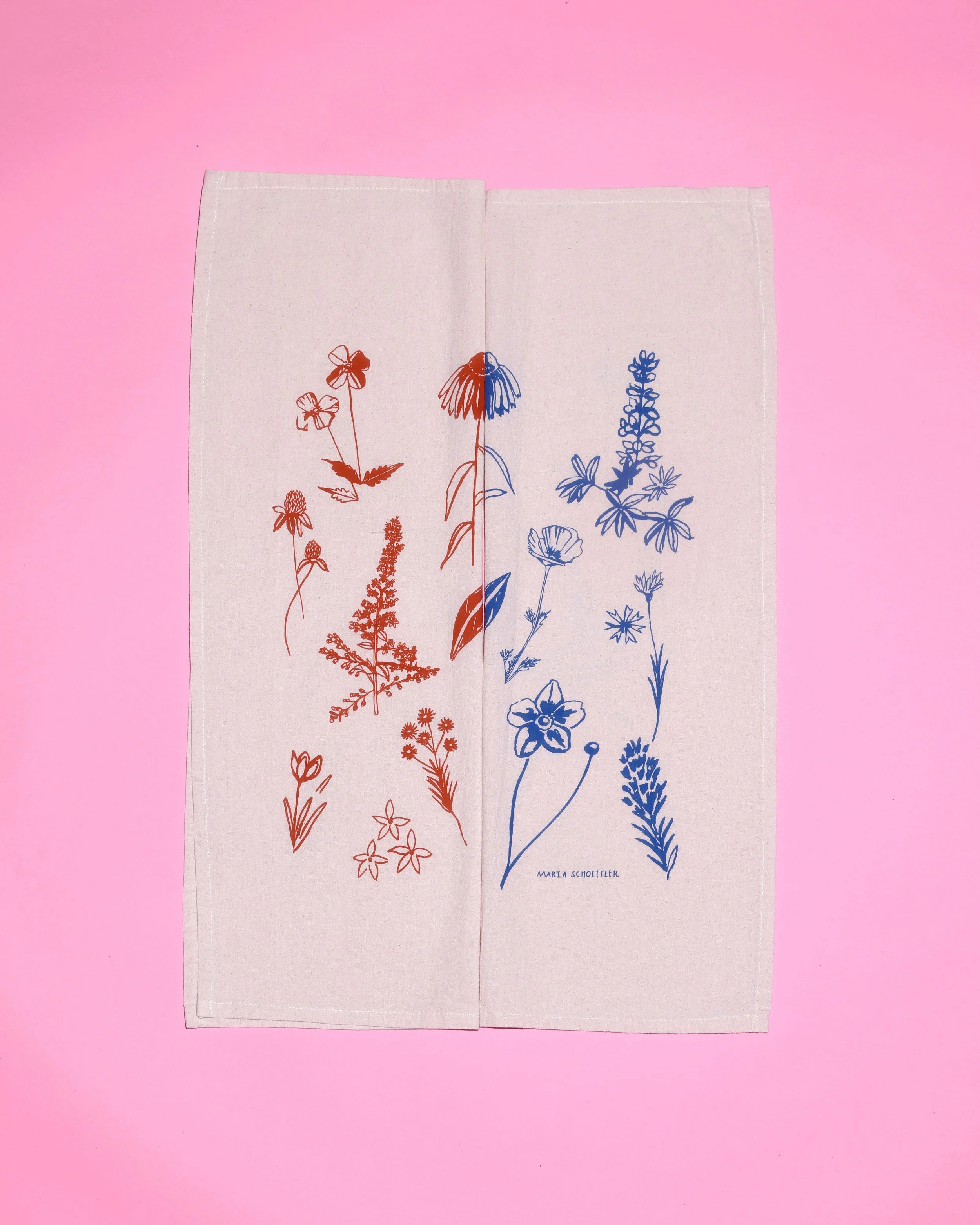 Botanical Tea Towel - Cobalt