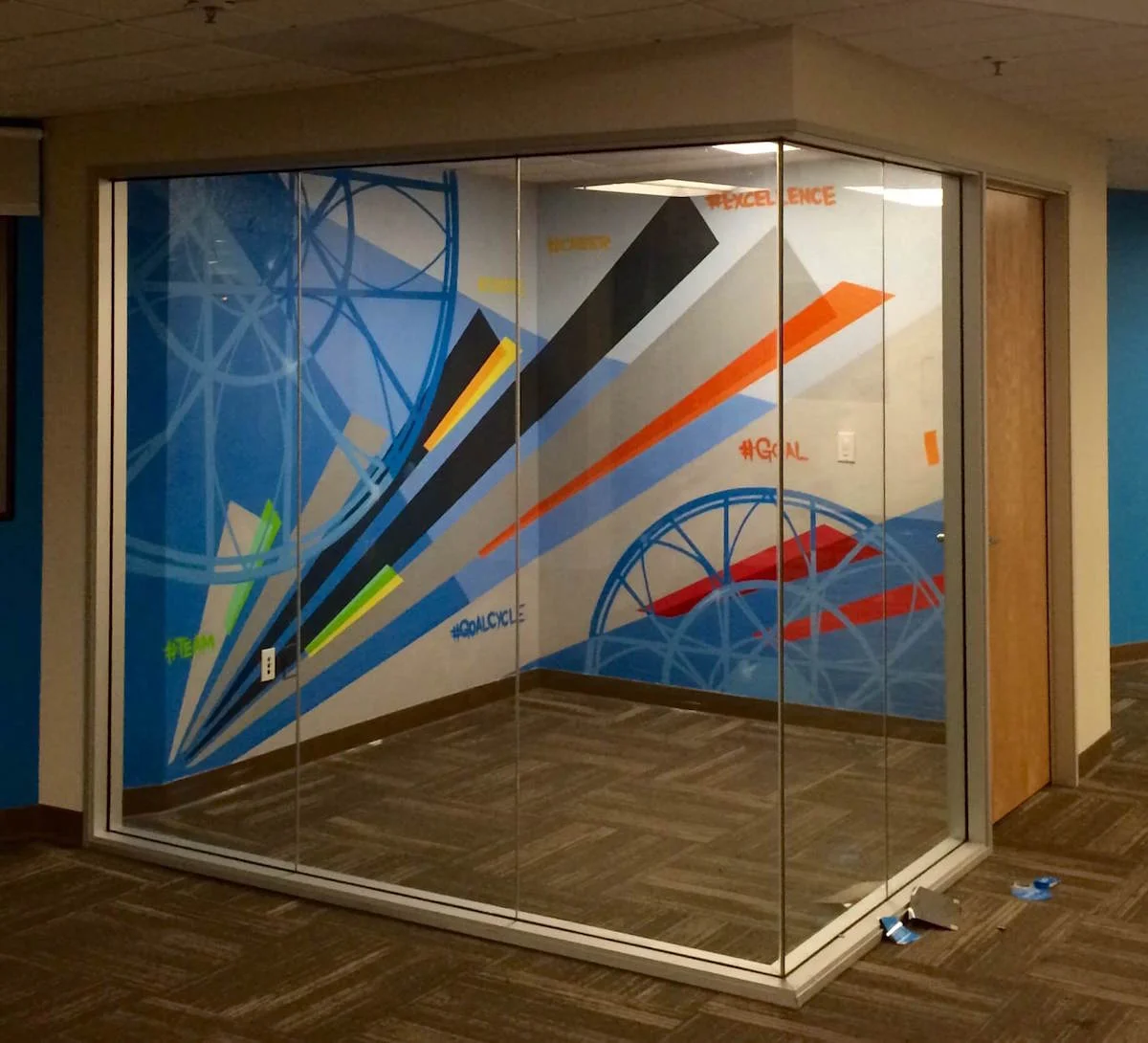 Commissioned Office Mural "Goal Cycle" for Betterworks | Redwood City USA, 2015