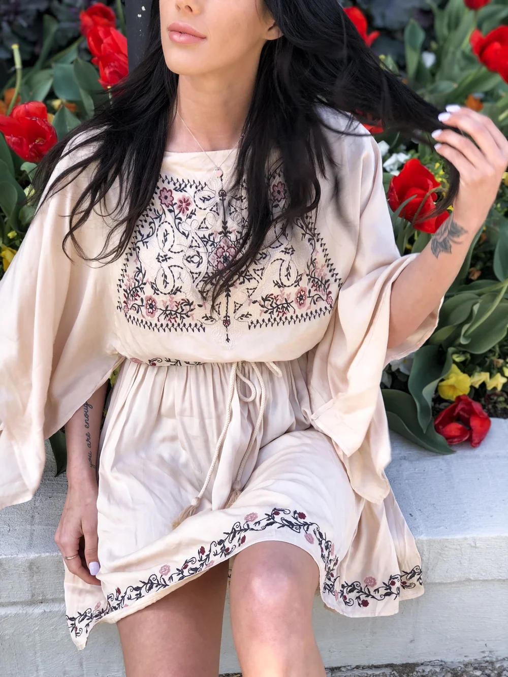 Floral Embroidery Flounce Dress  Luna Rose
