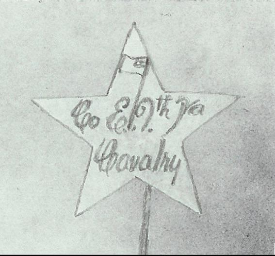 The star insignia worn by members of the 9th VA Cavalry, beginning in December 1863. This is a drawing of an original emblem that belonged to Vespasion Chancellor, Co. E (Krick)