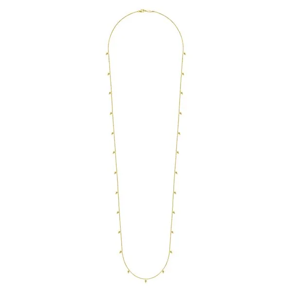 14K Yellow Gold Diamond Station Necklace 36 Inches