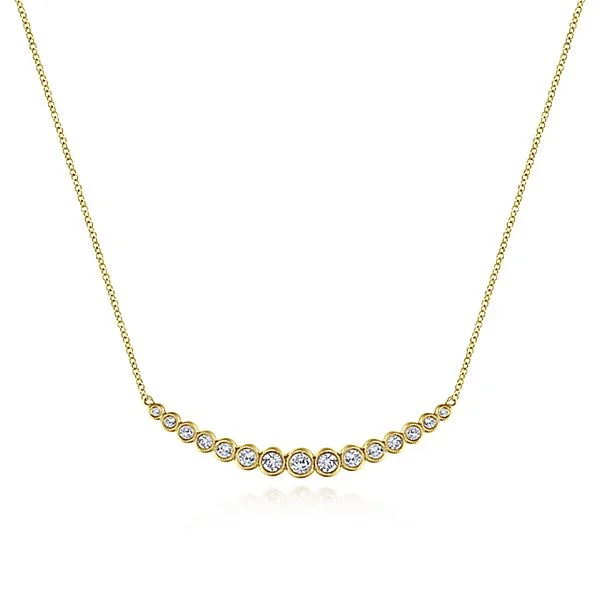 14k Yellow Gold Indulgence Bar Necklace .71 CT Reads Jewelers