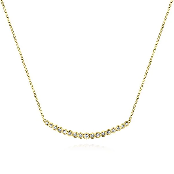 14k Yellow Gold Indulgence Bar Necklace .24 CT Reads Jewelers