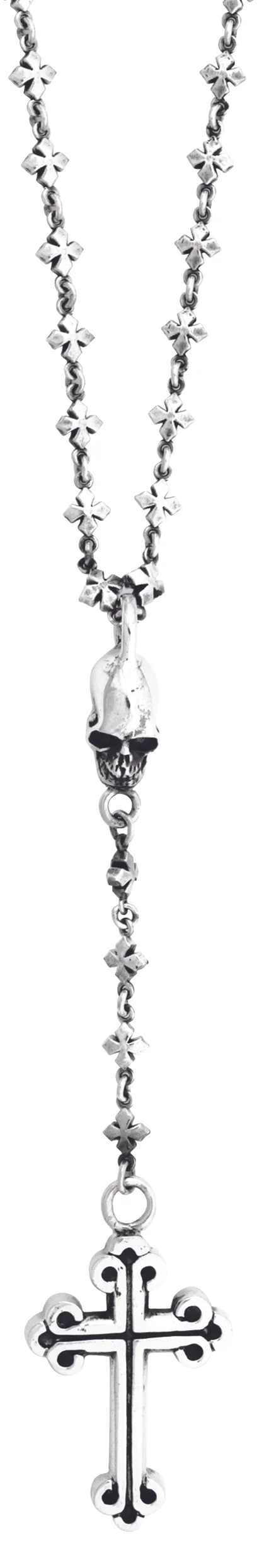 Rosary w/MB Cross Chain, Skull and Small Traditional Cross Reads Jewelers