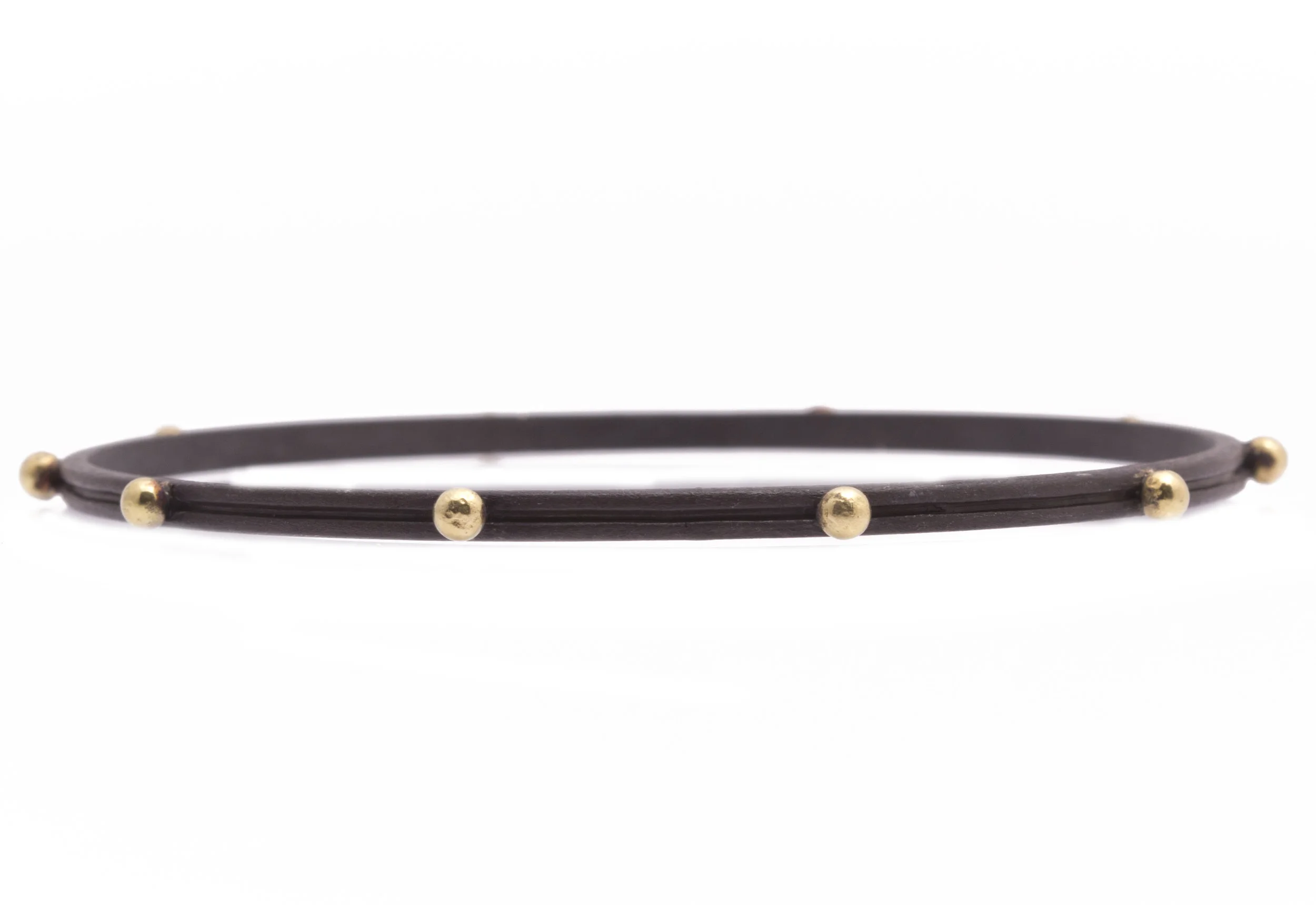 Old World Leather Bangle Bracelet with Gold Reads Jewelers