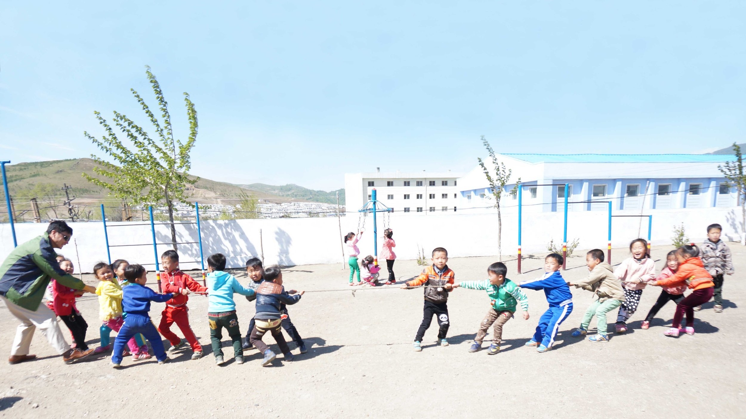 North Korean Children Playing Tight Rope