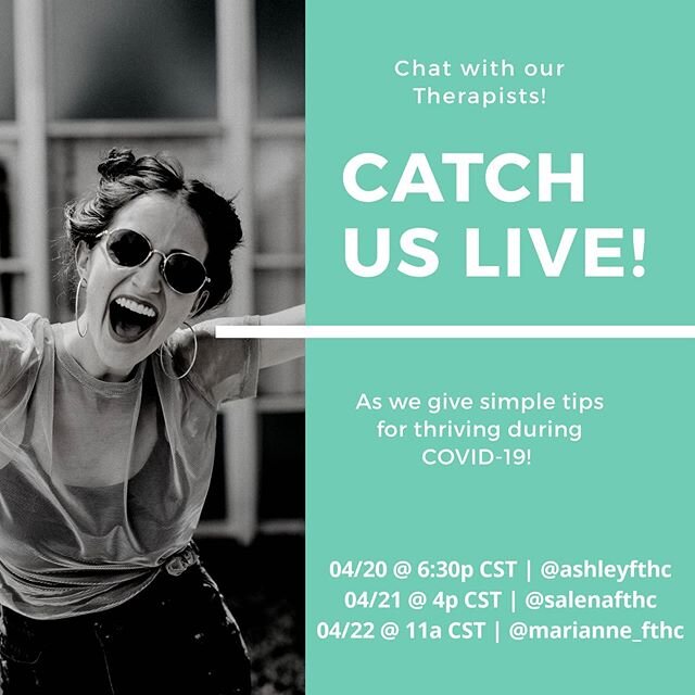 Hey hey! All of us Therapists at @fthcinc are going live to discuss practical tips for getting through #COVID19 and we're inviting you to bring your curiosity and your questions! We can't wait to chat with you right here on IG/FB Live! &deg;
&deg;
In