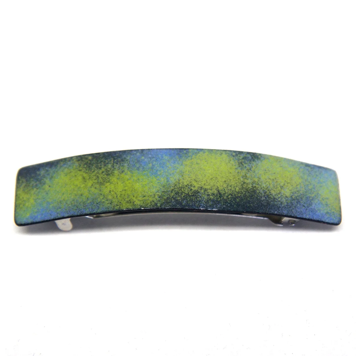 Small Sprinkle Barrette - Blue, Chartreuse & Charcoal