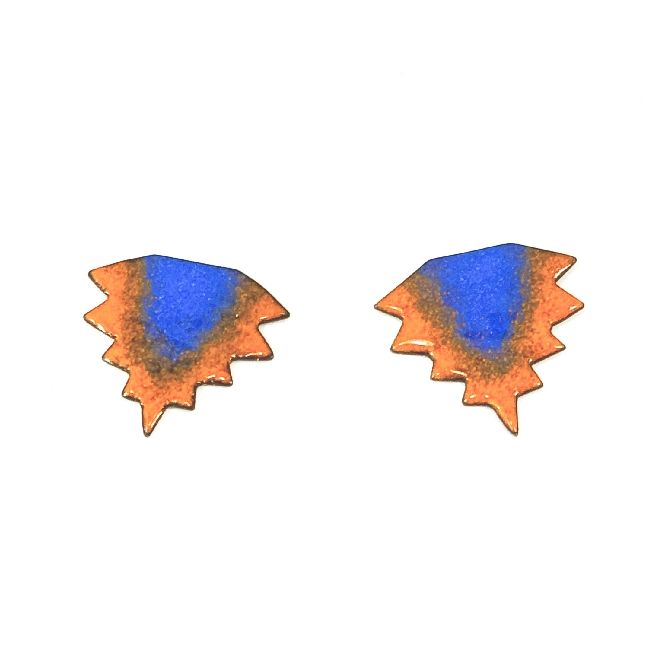 Jagged Edge Studs - Blue & Orange