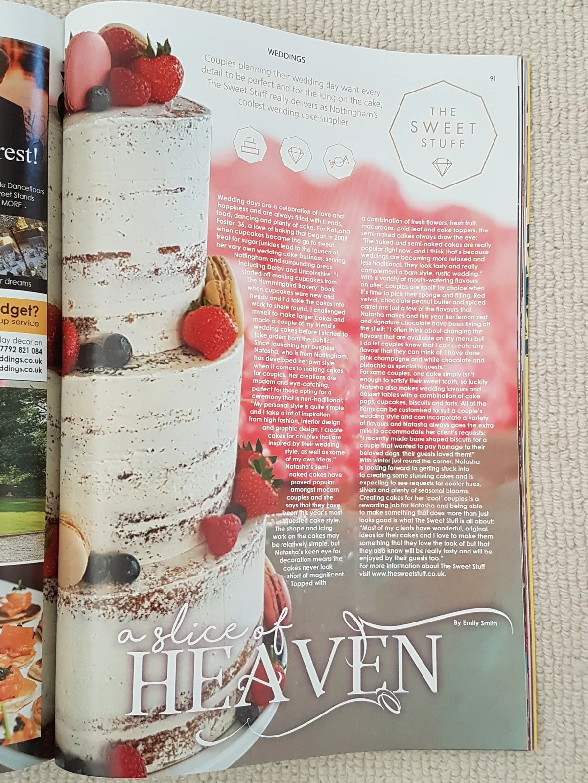Nottinghamshire Aspect wedding cake feature