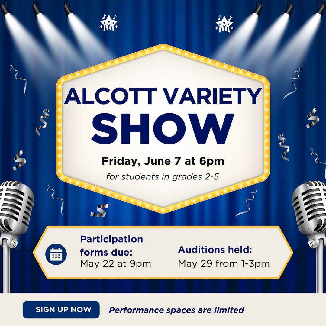 Students in grades 2-5 will be able to participate in our show. If your child would like to participate, please use the link in bio to fill out the Google form. 

NEW DATE: Participation forms are now due Wednesday, MAY 22 at 9:00PM. If your child wi