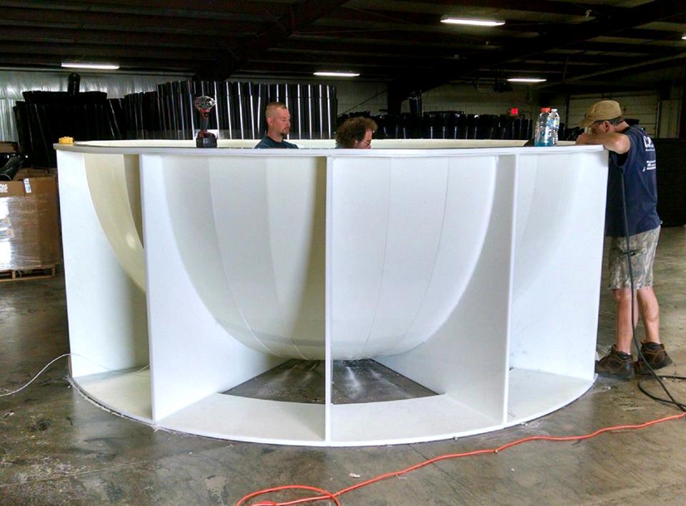 The plastic form created by Lundell Plastics to cradle the World's Largest Popcorn Ball as its created. Photos courtesy of the World's Largest Popcorn Ball on Facebook . 